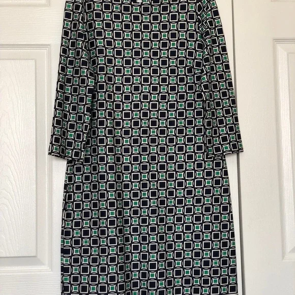 Talbots Geometric Print Sheath 3/4 Sleeve Petite Dress - Picture 4 of 6